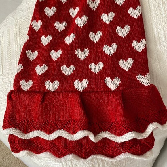 Other - Pet Dog Red With White Hearts Design Knitted Sweater Dress Size XXL